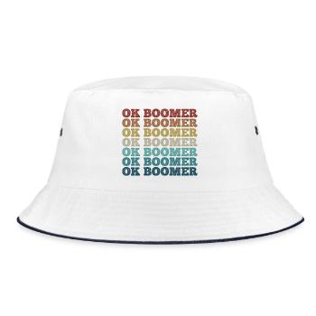 Retro Rainbow Boomer - Bucket Hat - white/navy - Front