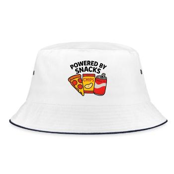Powered by Snacks – Food Lover - Bucket Hat - Weiß/Navy - Vorne