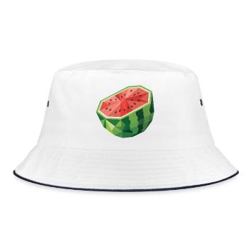 Melone - Cooles Frucht-Logo - Bucket Hat - Weiß/Navy - Vorne