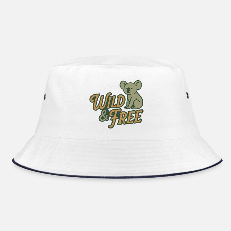 Wild & Free – Koala & Känguru - Bucket Hat - Weiß/Navy