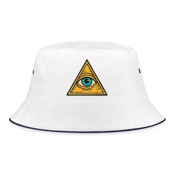 Eye in triangle illustration - Bucket Hat - white/navy - Front