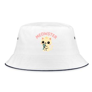 Meowster Crowned Micro Mascot - Bucket Hat - white/navy - Front