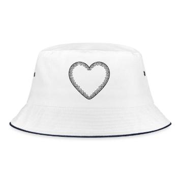 Lebkuchenherz leer – Herz Vorlage Bayern Motiv - Bucket Hat - Weiß/Navy - Vorne