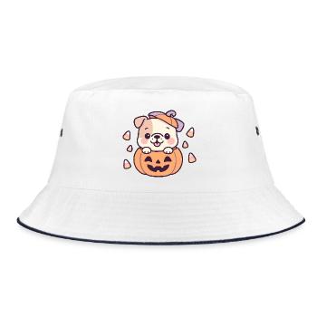 Chien mignon dans citrouille Halloween - Bob - blanc/marine - Devant