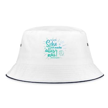 Gott spricht: Alles neu Design - Bucket Hat - Weiß/Navy - Vorne