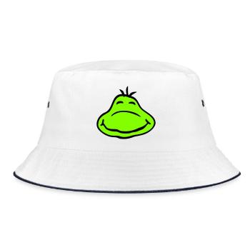 Frosch Kröte lächelt lustig Comic glücklich süß - Bucket Hat - Weiß/Navy - Vorne