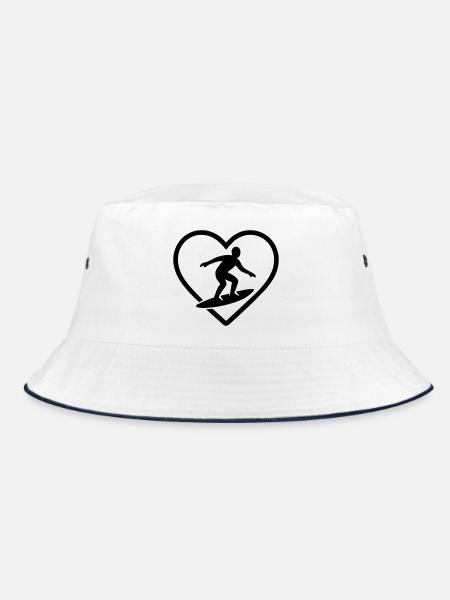 Surfing Heart - Bucket Hat - white/navy - Front