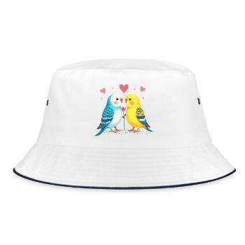 Budgie Bird Lover Budgies - Bucket Hat - white/navy - Front