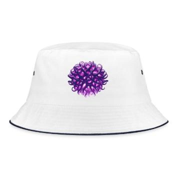 purple tentacle ball - Bucket Hat - white/navy - Front