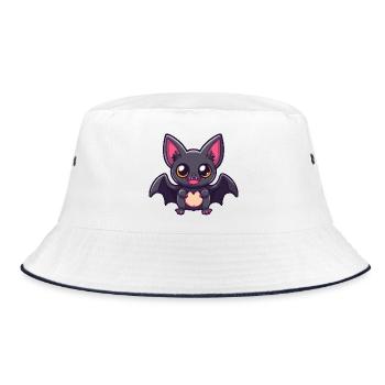 Fledermaus Halloween Lustig Comic - Bucket Hat - Weiß/Navy - Vorne