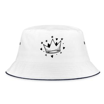 Sweet Crown with Hearts & Stars | Doodle Look - Bucket Hat - white/navy - Front