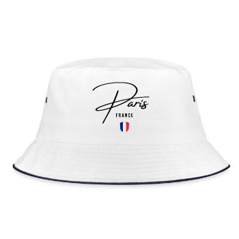 Elegantes Design Paris, französischer Stolz - Bucket Hat - Weiß/Navy - Vorne