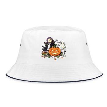 Halloween Pumpkin Ghost Creepy - Bucket Hat - white/navy - Front