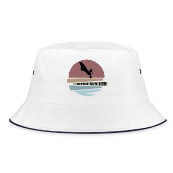 Wingfoil sunset Silhouette - Bucket Hat - white/navy - Front