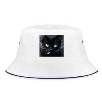 Smoking Cat Generation Z Meme Cat Smoking - Bucket Hat - white/navy - Front