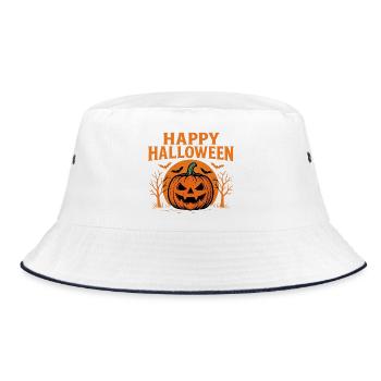 Imprimé citrouille joyeux Halloween - Bob - blanc/marine - Devant