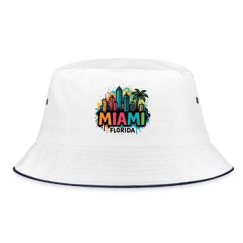 Miami Skyline Graffiti - Bucket Hat - Weiß/Navy - Vorne