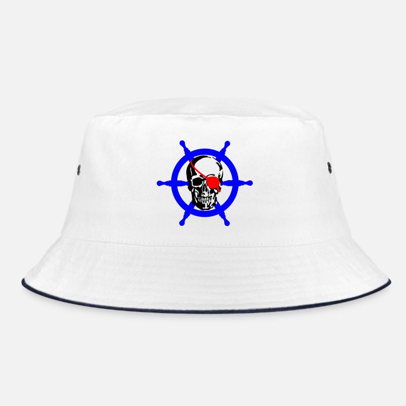 Pirat - Bucket Hat - Weiß/Navy