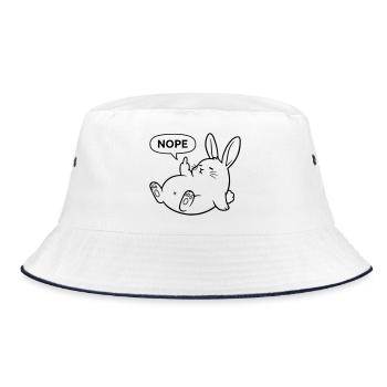 Nope Kaninchen | Freches Hasen Statement - Bucket Hat - Weiß/Navy - Vorne
