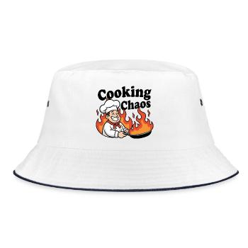 Flaming Chef Cartoon - Bucket Hat - white/navy - Front