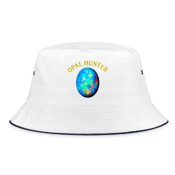 Opal Hunter: Colorful Egg Print - Bucket Hat - white/navy - Front
