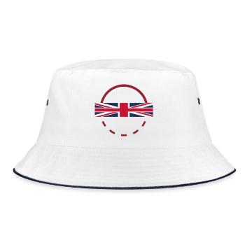 Union Jack Arc Print Badge - Bucket Hat - white/navy - Front
