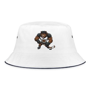 ours musclé joueur de hockey sur glace dessin animé - Bob - blanc/marine - Devant