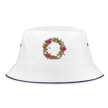 Lavishly decorated Christmas wreath with decoration - Bucket Hat - white/navy - Front