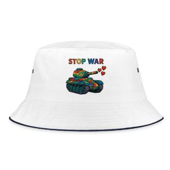 Char arc-en-ciel avec signe de paix – STOP WAR - Bob - blanc/marine - Devant