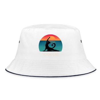 Yoga Cat – Relaxed design for cat fans - Bucket Hat - white/navy - Front