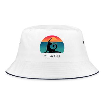 Yoga Cat – Relaxed design for cat fans - Bucket Hat - white/navy - Front