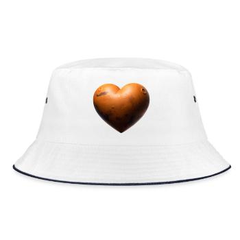 MARS-LIEBHABER – Frieden & Liebe - Bucket Hat - Weiß/Navy - Vorne
