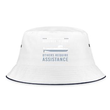 4. Juli Uboot Submarine Veteran Marine USA - Bucket Hat - Weiß/Navy - Vorne