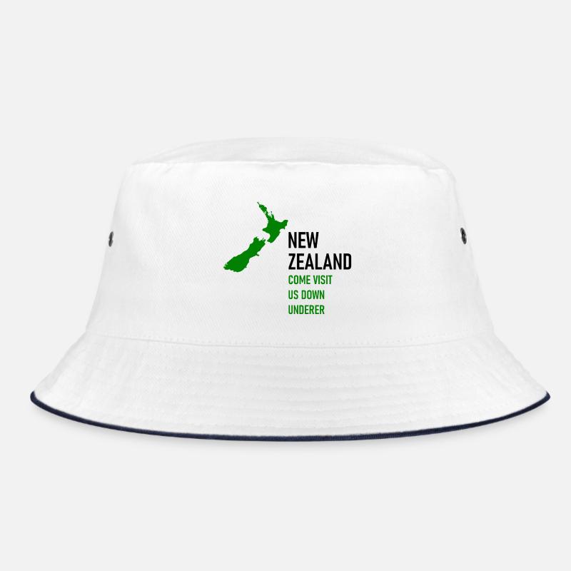 New Zealand - Come visit us down underer - Bucket Hat - Weiß/Navy