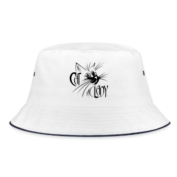 Cat Lady Katze Katzen black  - Bucket Hat - Weiß/Navy - Vorne
