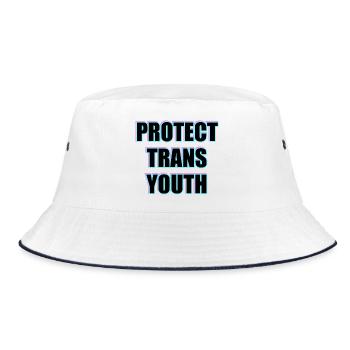 Trans-Jugendliche schützen - Bucket Hat - Weiß/Navy - Vorne