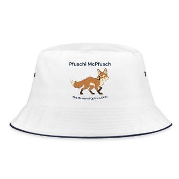 Pfuschi McPfusch: Quick & Dirty - Bucket Hat - white/navy - Front