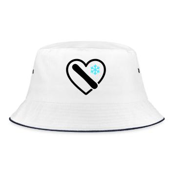 Snowboard Herz Berg Schnee Winter - Bucket Hat - Weiß/Navy - Vorne