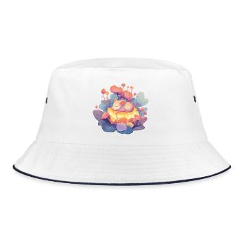 Sleepy mouse in the honey forest - Bucket Hat - white/navy - Front