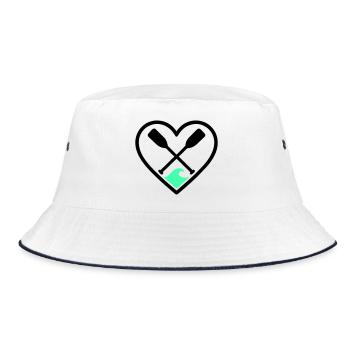 Canoe Kayak Heart Paddles Wave Sport Nature - Bucket Hat - white/navy - Front