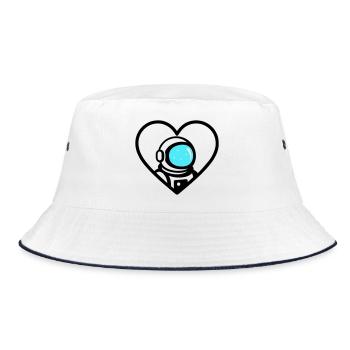 Astronaut Heart Space Cosmo Helm - Bucket Hat - Weiß/Navy - Vorne