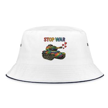 Char arc-en-ciel avec signe de paix – STOP WAR - Bob - blanc/marine - Devant