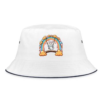Hoppelhase Regenbogen-Schaukel - Bucket Hat - Weiß/Navy - Vorne