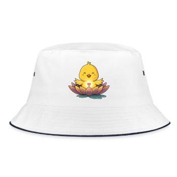 Lotusküken Herzlicht - Bucket Hat - Weiß/Navy - Vorne