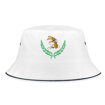 Cute rabbit in green laurel wreath - Bucket Hat - white/navy - Front