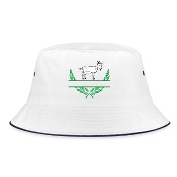 Goat Laurel Wreath with Namespace - Bucket Hat - white/navy - Front