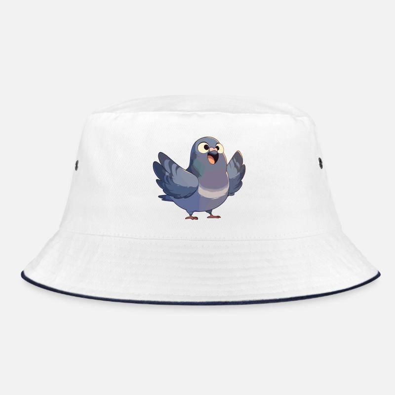 Tauben Taube - Bucket Hat - Weiß/Navy