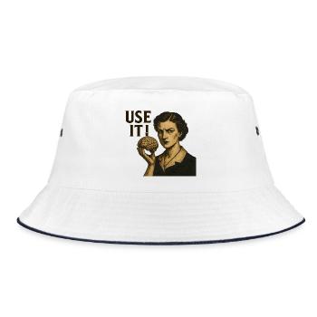 Brain Motif Retro - Bucket Hat - white/navy - Front