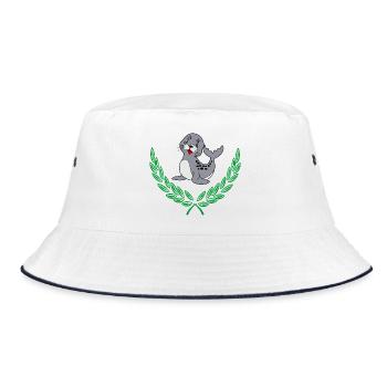 Seal in Laurel Wreath - Bucket Hat - white/navy - Front