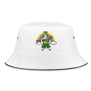 Leprechaun tupft Einhorn-Regenbogen-Glücksdesign - Bucket Hat - Weiß/Navy - Vorne